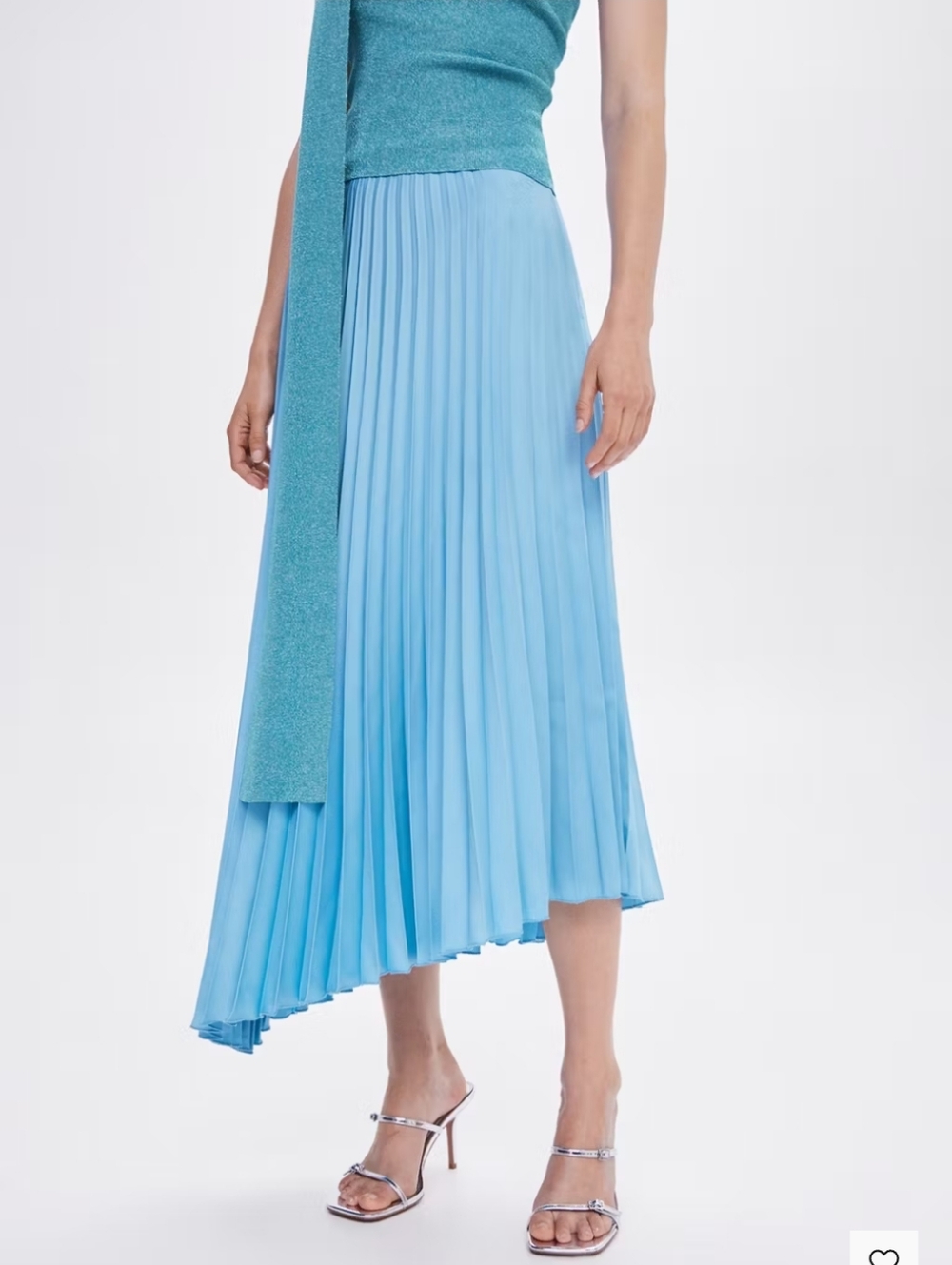 Mango Pleated Asymmetric Skirt- M